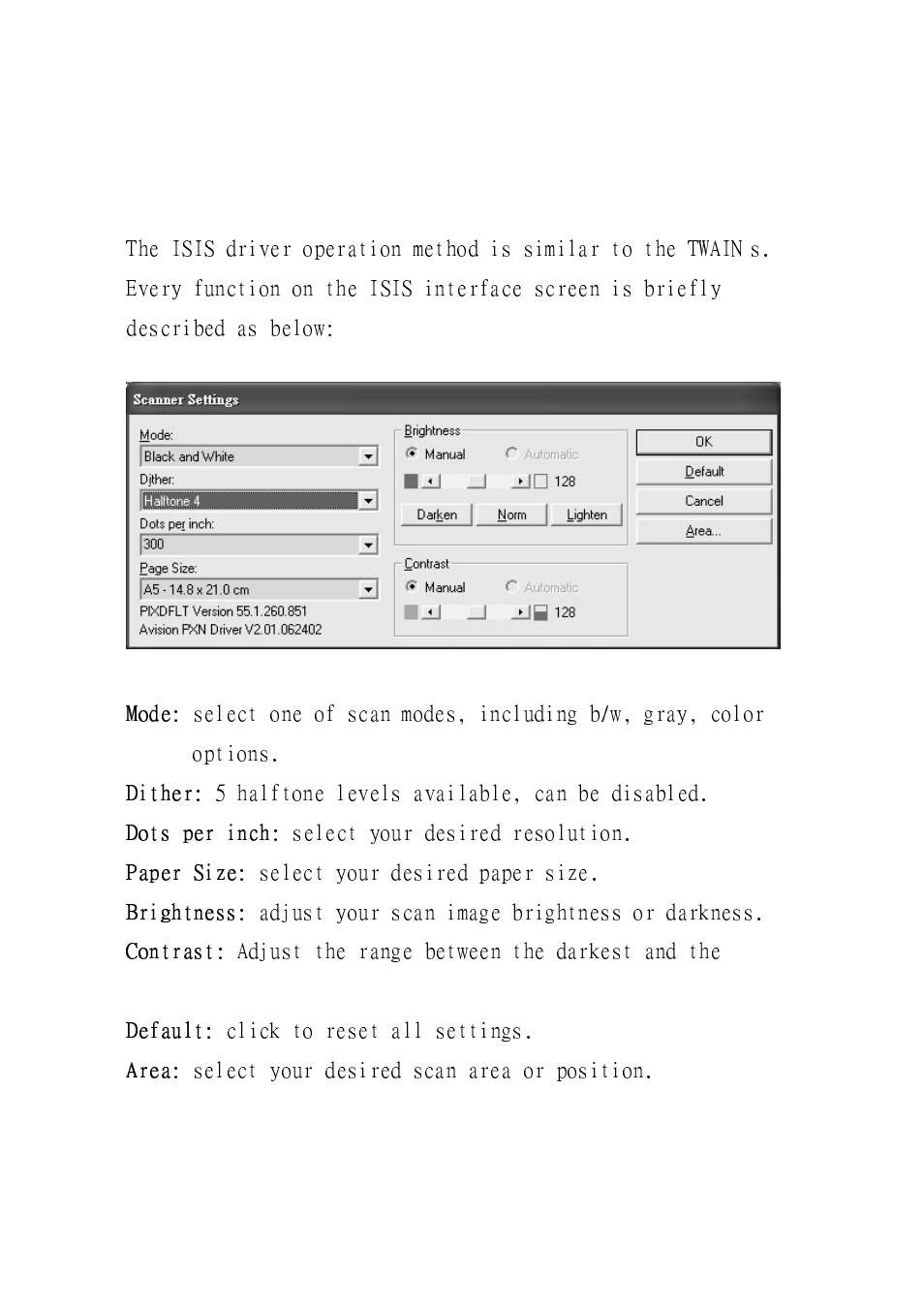 Isis interface operation | Avision AV600U User Manual | Page 55 / 66