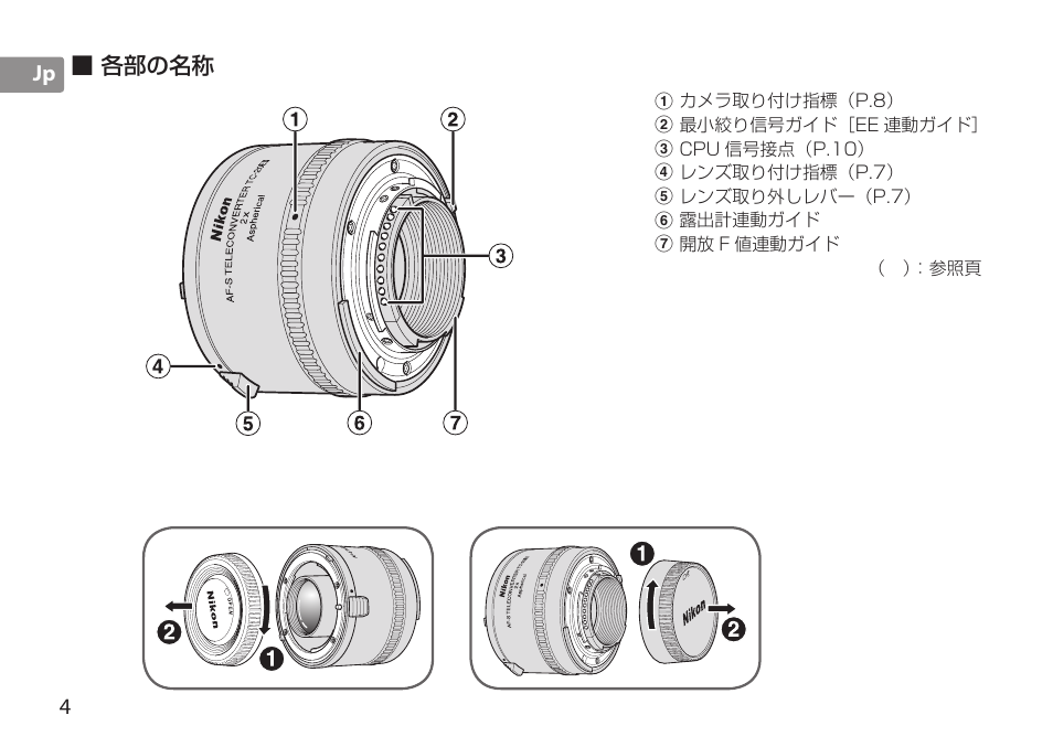 各部の名称, 4jp ■ 各部の名称 | Nikon TC-20E III User Manual | Page 4 / 148