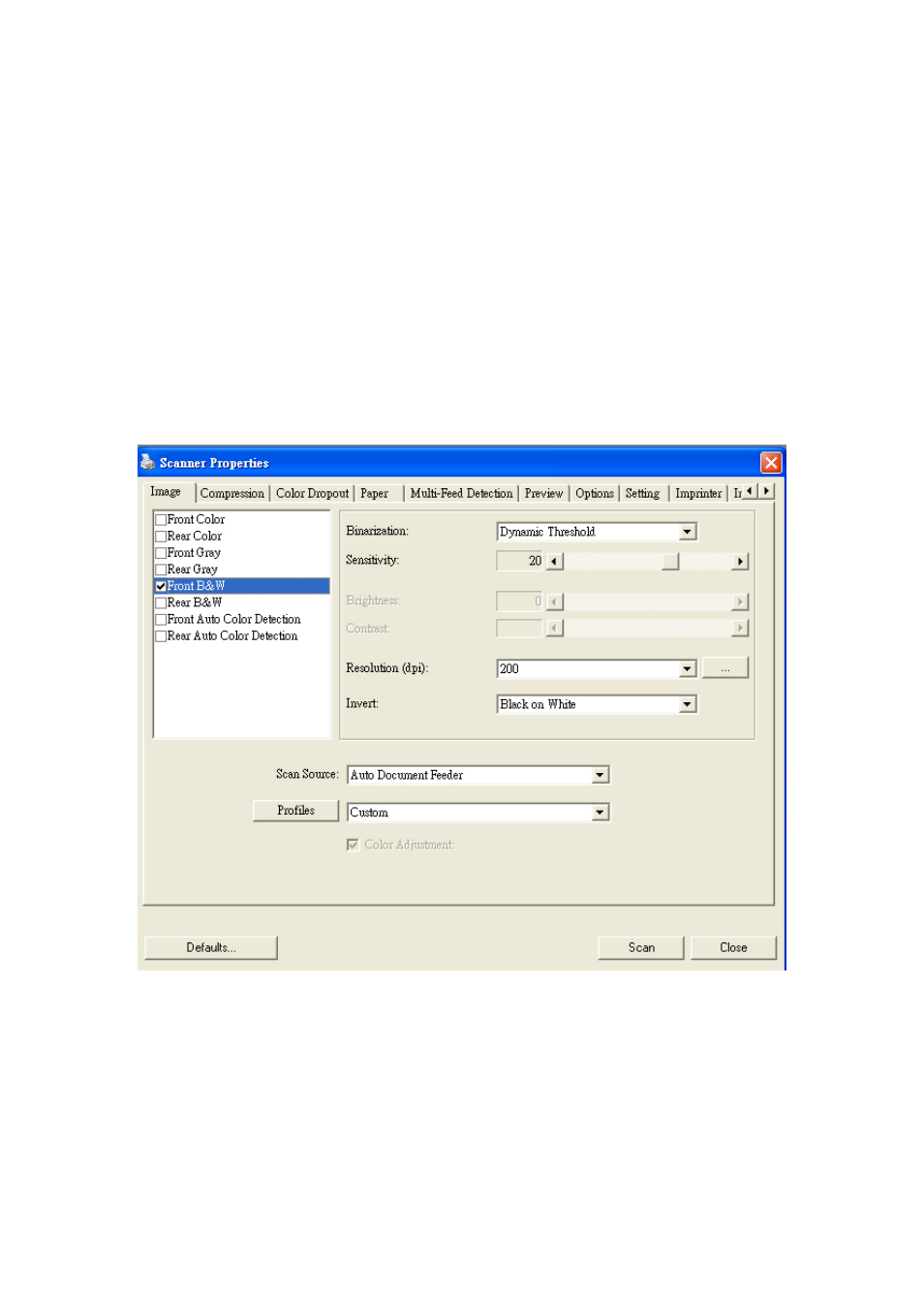 2 the image tab, The image tab -4 | Avision AV50F (FF-0803S) User Manual | Page 33 / 116