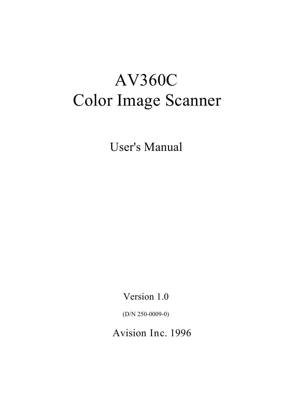 Avision AV360C User Manual | 31 pages