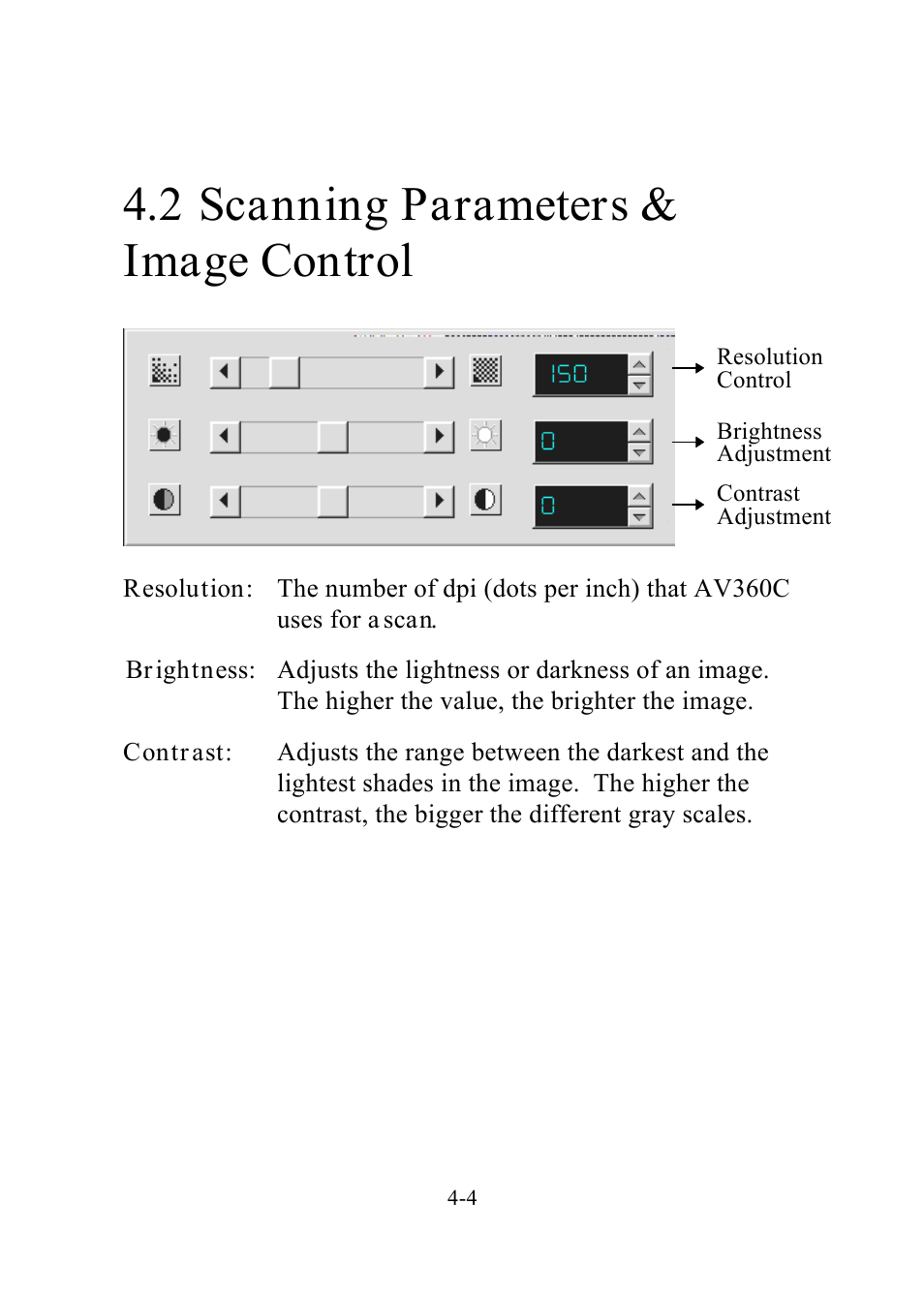 2 scanning parameters & image control | Avision AV360C User Manual | Page 18 / 31