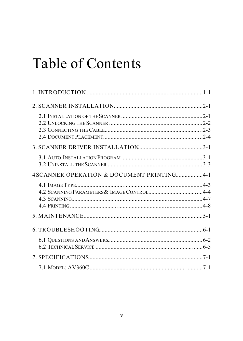 Avision AV360C User Manual | Page 5 / 31