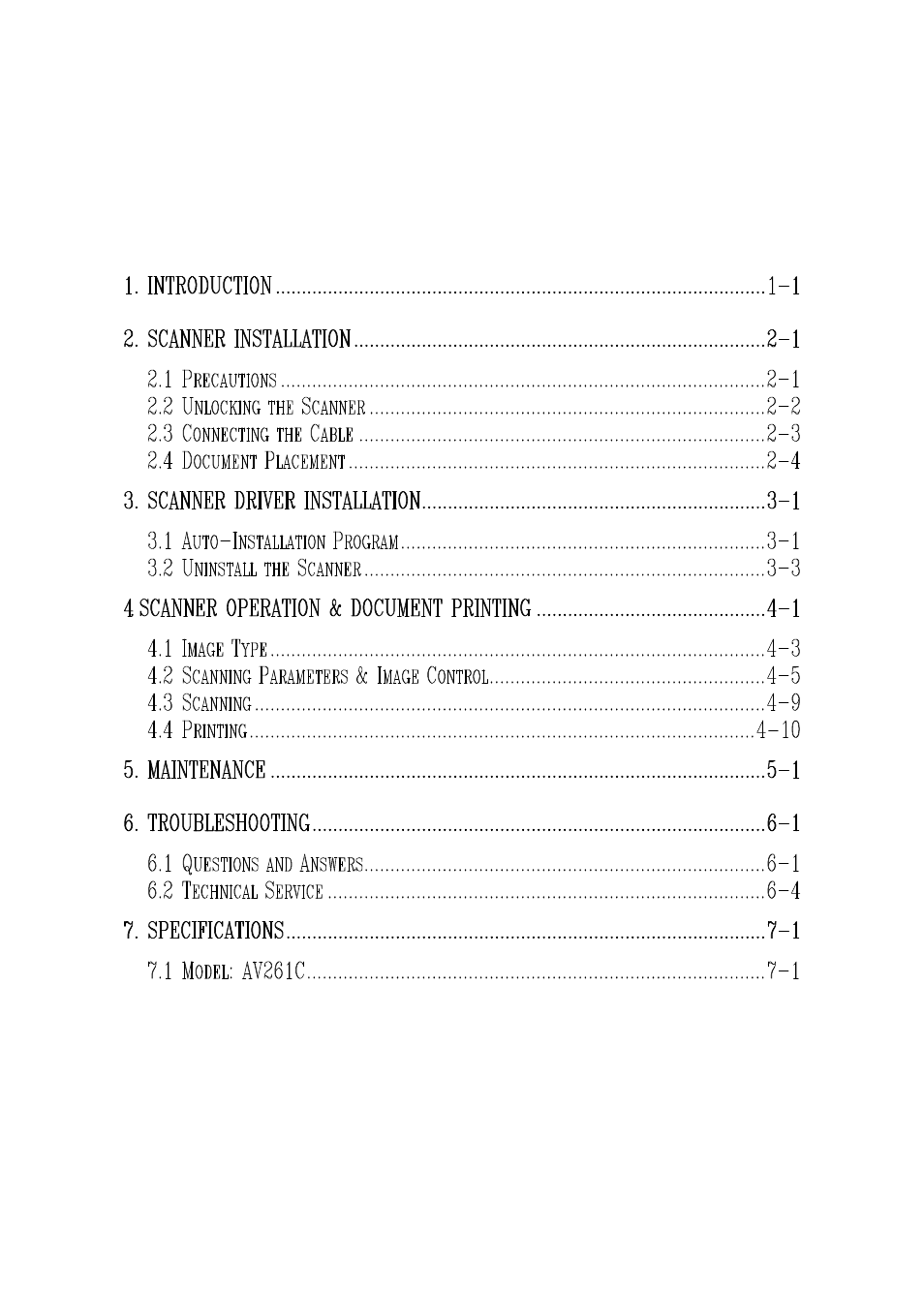 Avision AV261C User Manual | Page 5 / 32