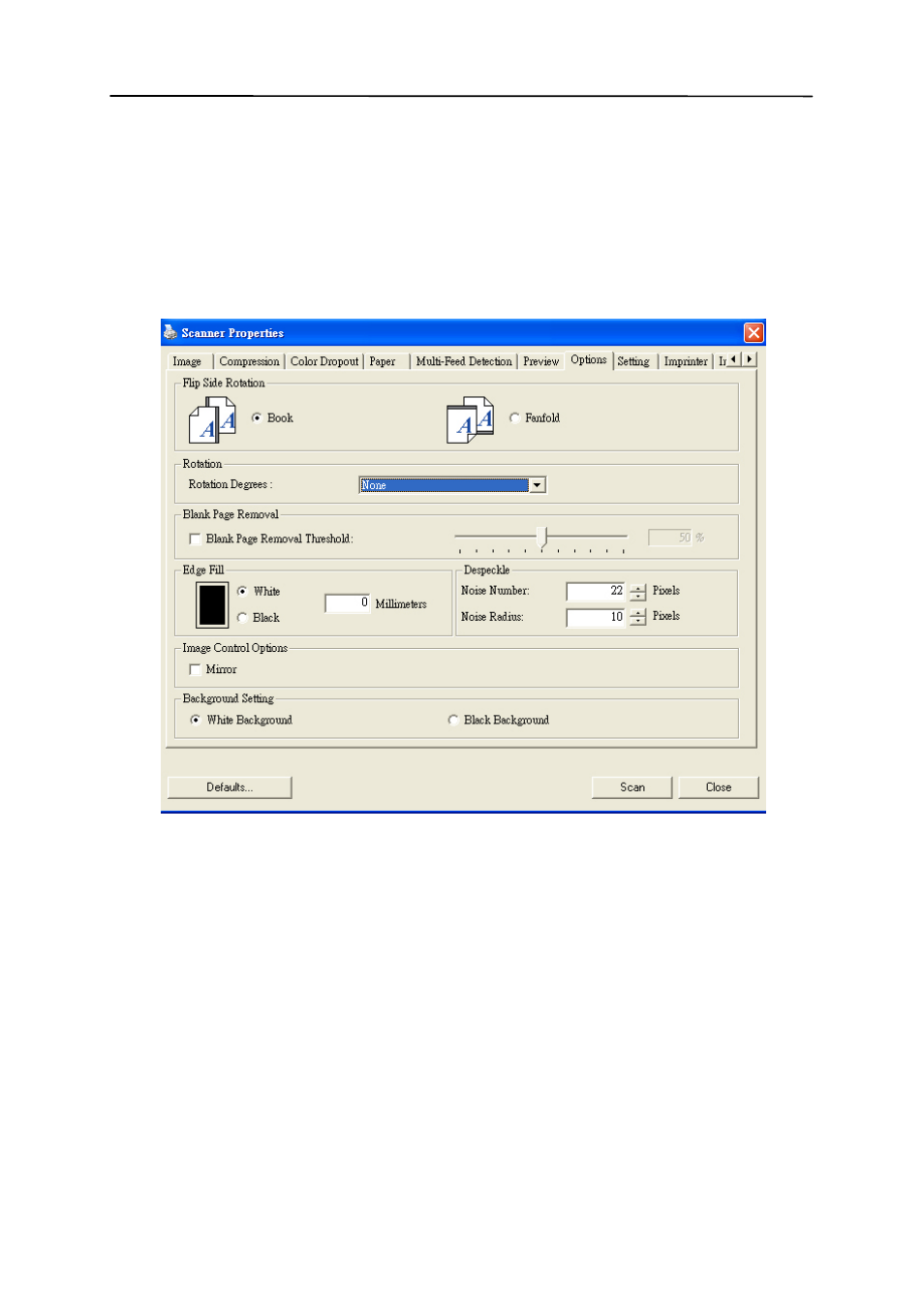 8 the options tab, The options tab -48 | Avision FB6280E (BT-0911S) User Manual | Page 68 / 110