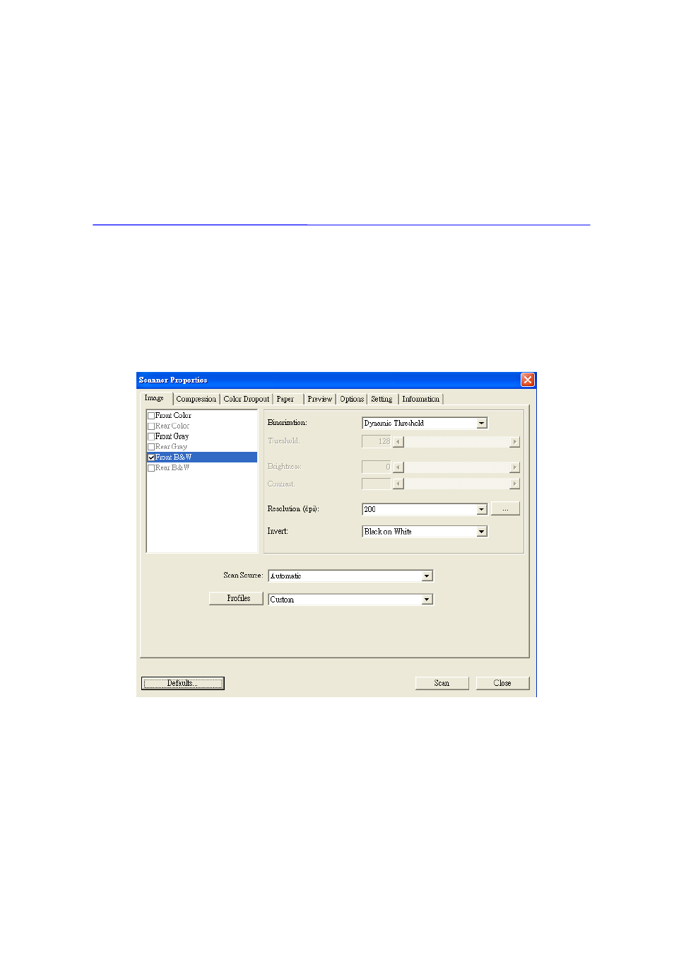 Using the scanner properties box | Avision FB6080E (DT-0602S) User Manual | Page 20 / 75