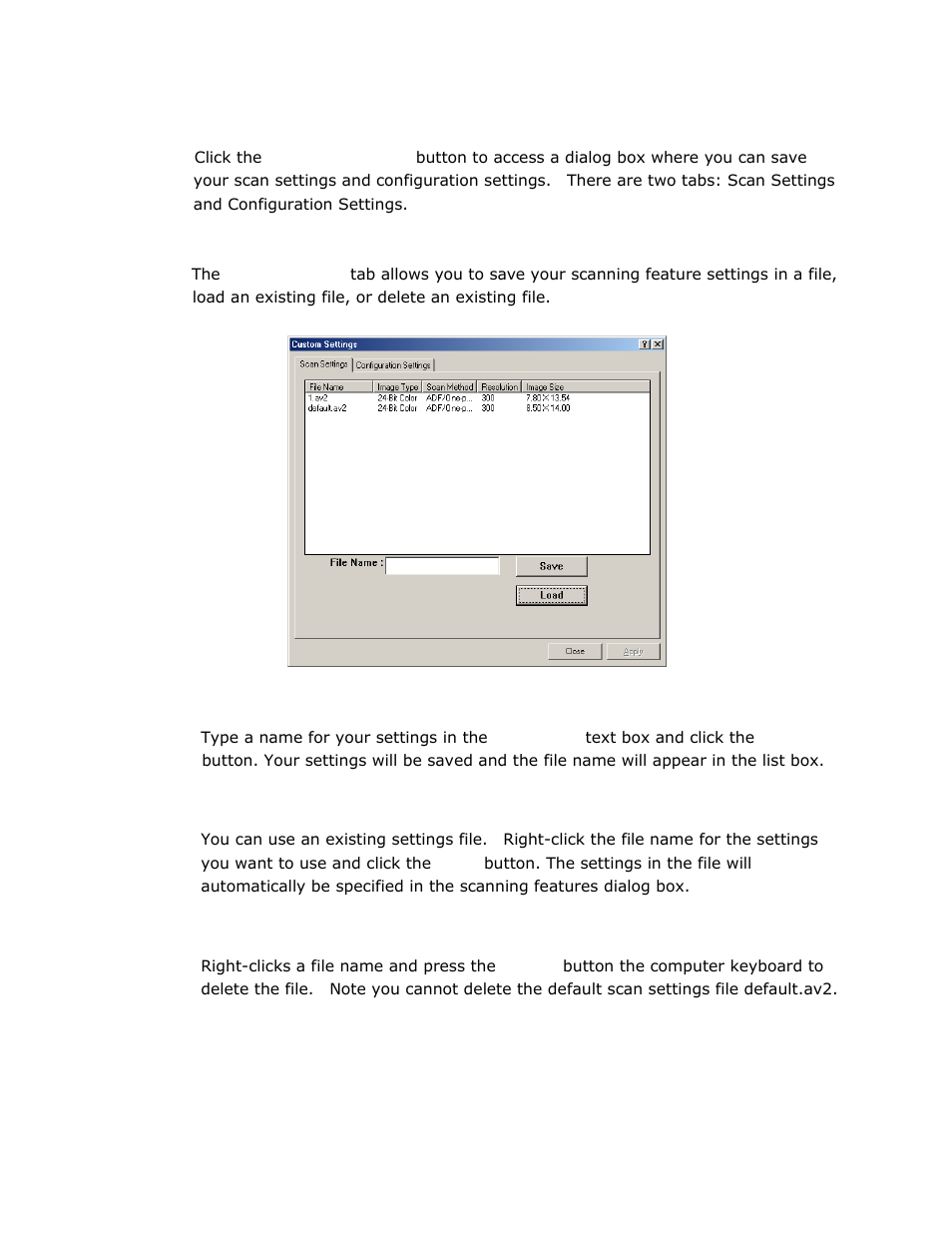 Custom settings | Avision @V2800 User Manual | Page 117 / 170