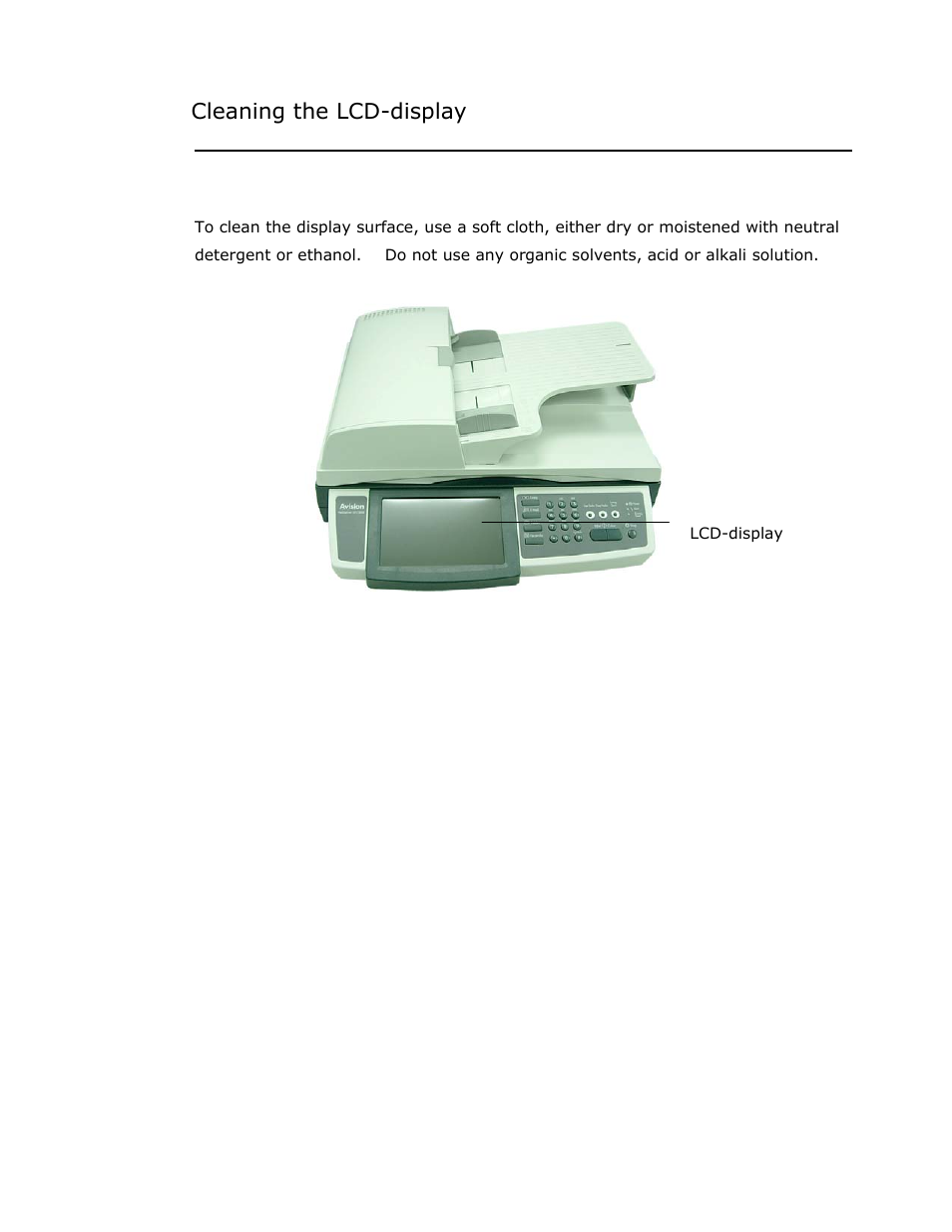 Cleaning the lcd-display | Avision @V2800 User Manual | Page 134 / 170