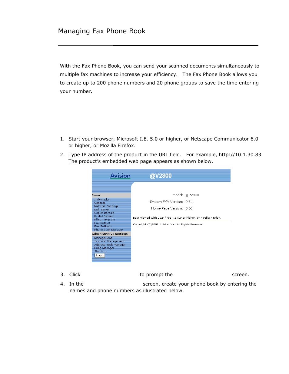 Managing fax phone book, Adding a new fax number | Avision @V2800 User Manual | Page 156 / 170