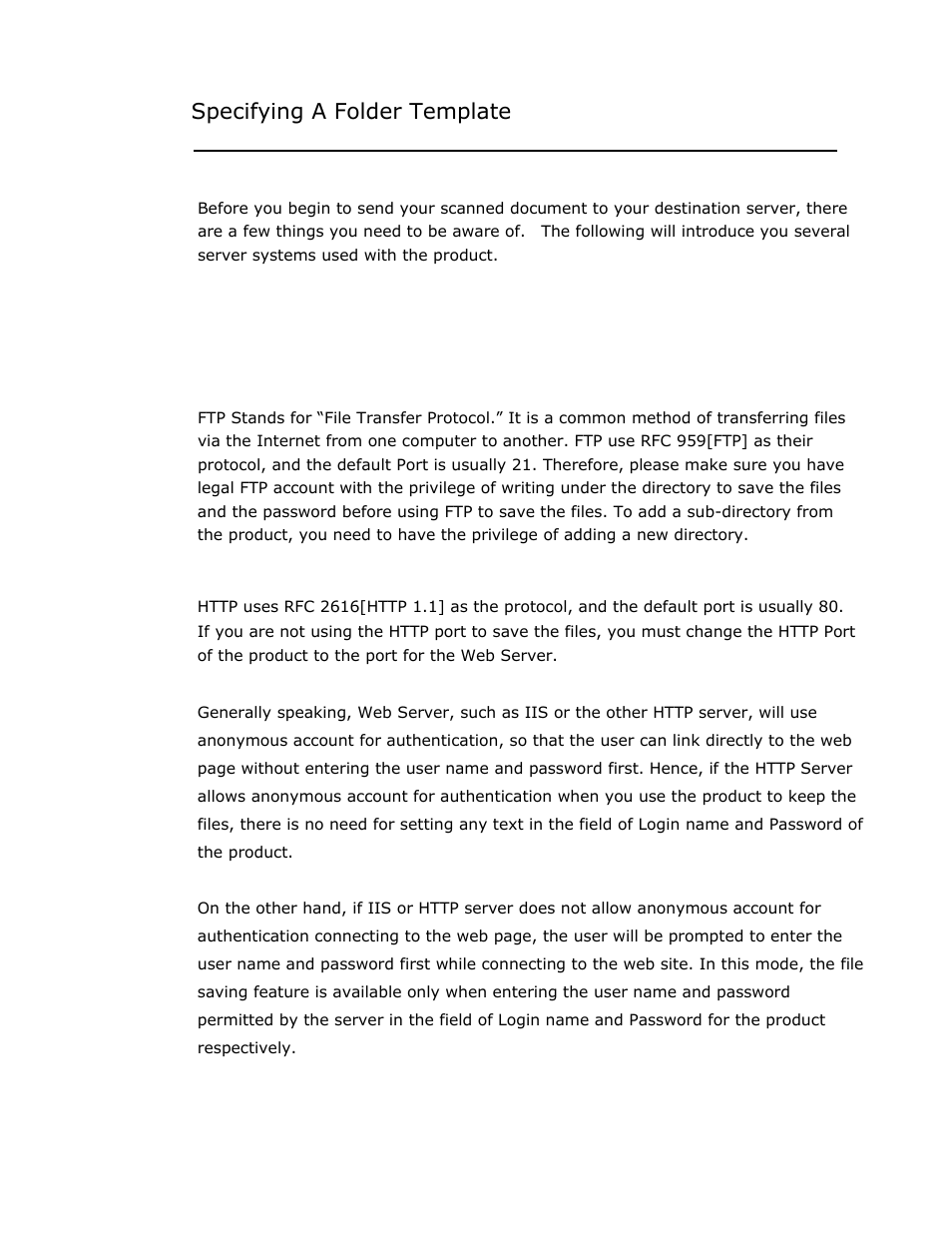 Specifying a folder template, Settings the servers to store your image | Avision @V2800 User Manual | Page 52 / 170