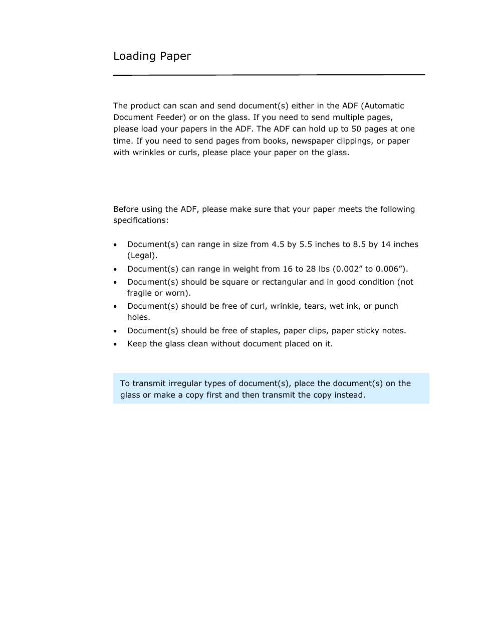 Loading paper, Notice on using the adf | Avision @V2800 User Manual | Page 70 / 170