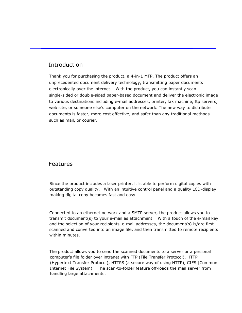 1 getting started, Introduction, Features | Getting started | Avision @V2800 User Manual | Page 8 / 170