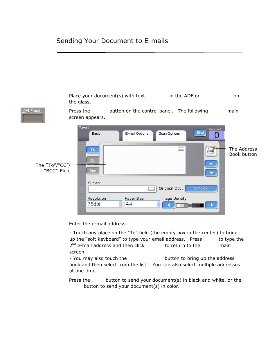 Sending your document to e-mails, Basic operation | Avision @V2800 User Manual | Page 81 / 170