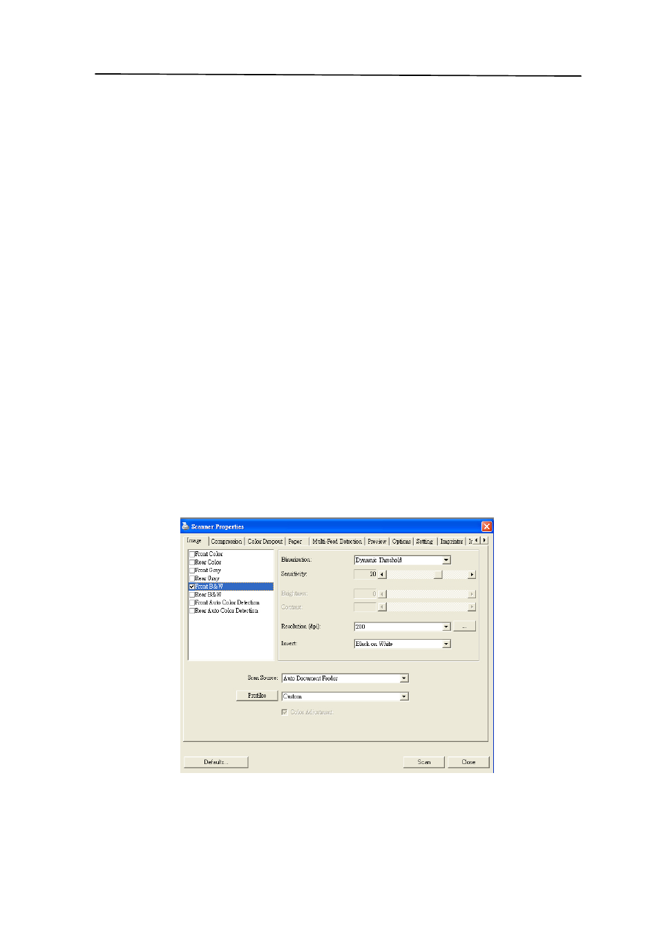 Enhancing your image quality with the, Scanner properties dialog box -1 | Avision IS25 manual User Manual | Page 45 / 128