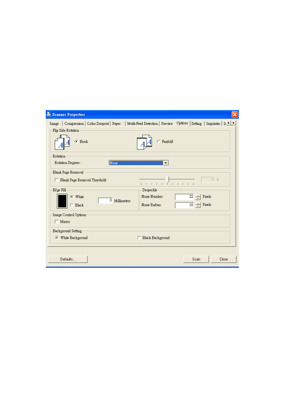 8 the options tab, The options tab -46 | Avision IS25 manual User Manual | Page 90 / 128