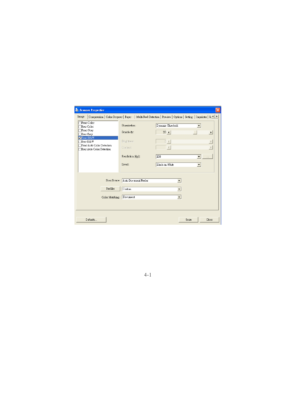 Using the scanner properties dialog box | Avision IS1000 (BF-1008S) User Manual | Page 31 / 107