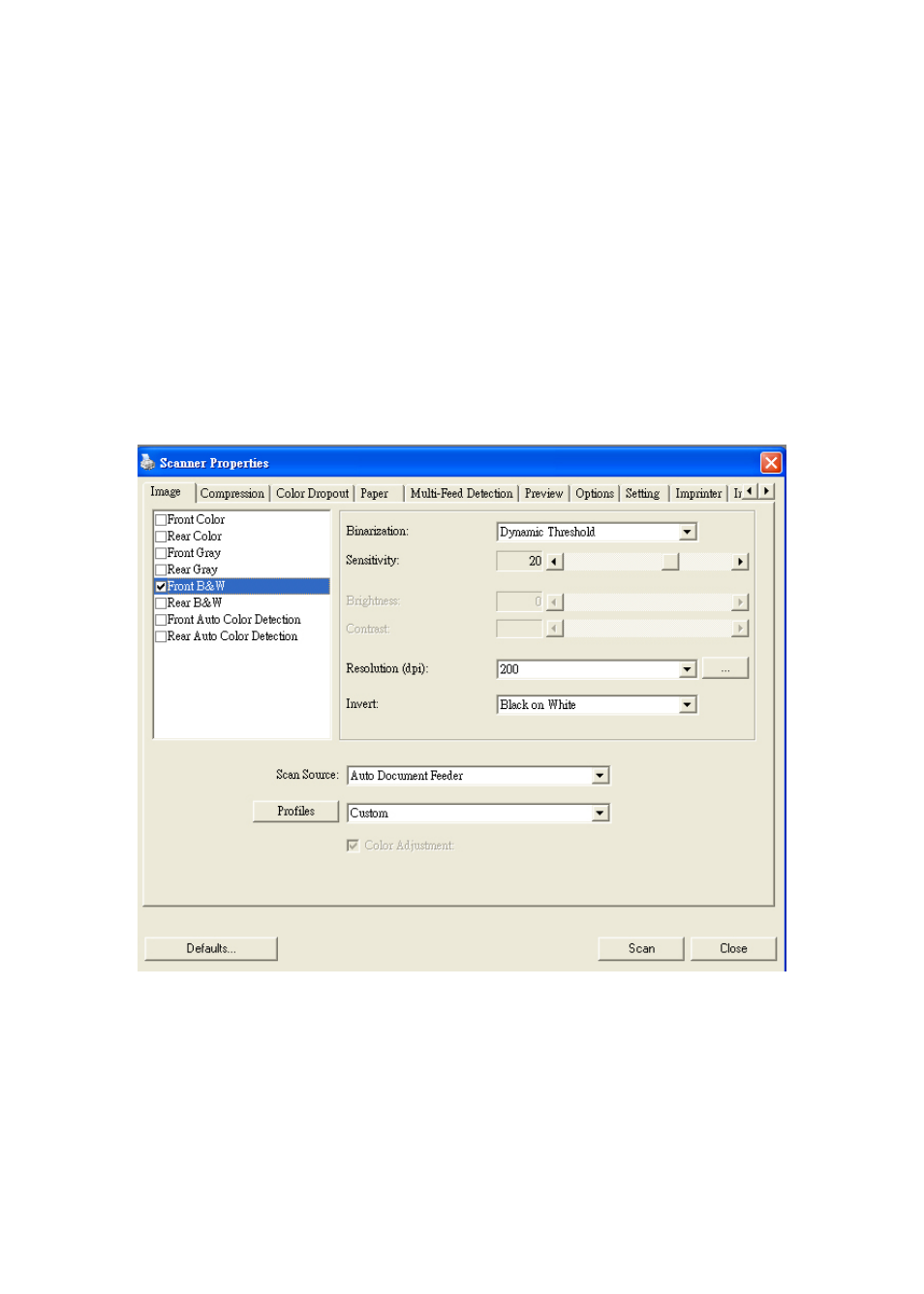 2 the image tab, The image tab -4 | Avision AV36 (FL-0914S) User Manual | Page 25 / 95