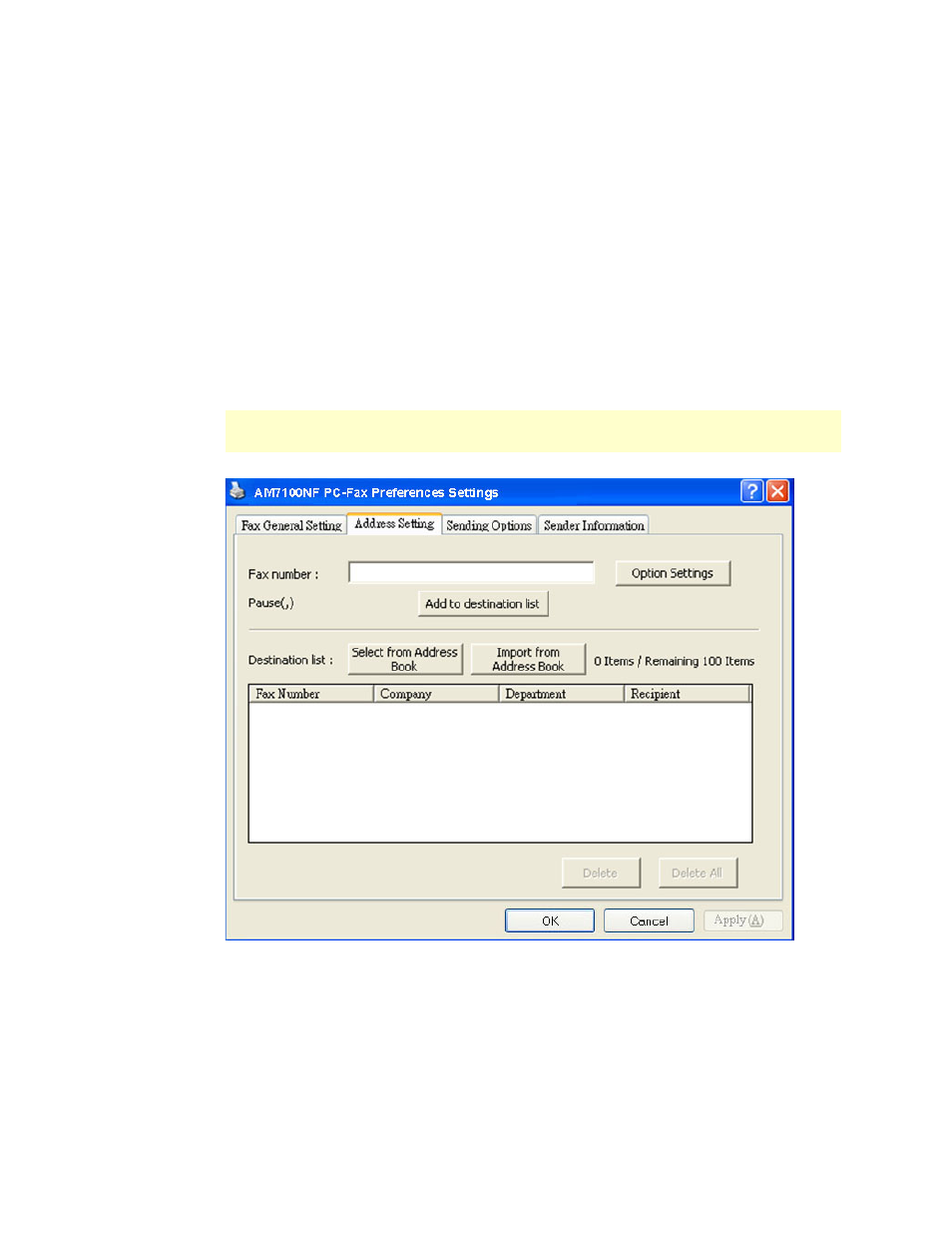 The address setting tab | Avision AM7100NF User Manual User Manual | Page 134 / 208