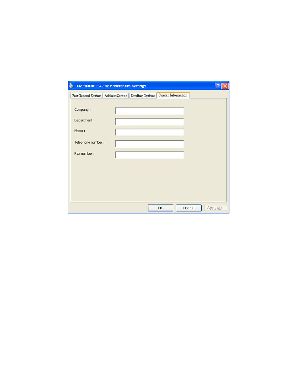 The sender information tab | Avision AM7100NF User Manual User Manual | Page 136 / 208