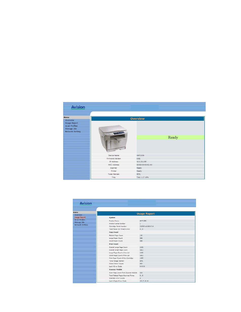 Viewing the embedded web page | Avision AM7100NF User Manual User Manual | Page 196 / 208