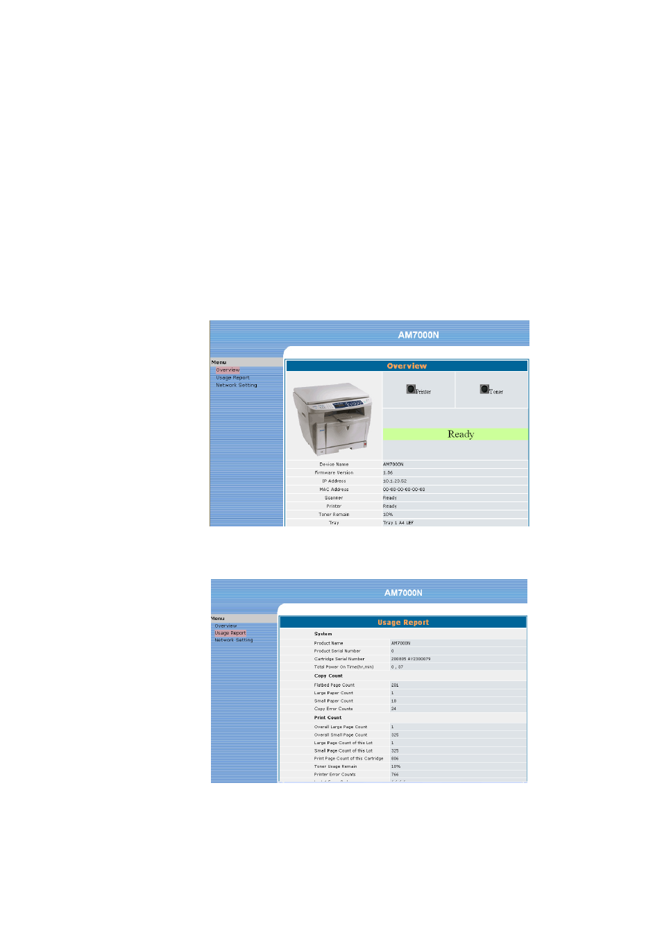 Viewing the embedded web page | Avision AM7000N (MT-0904B) User Manual | Page 113 / 122