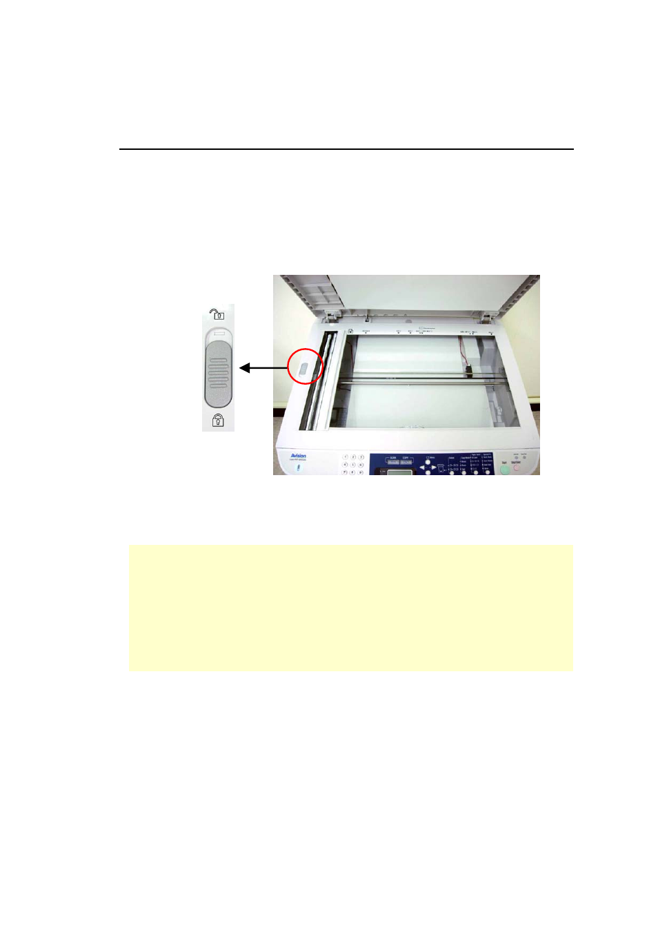 Unlocking the scan unit | Avision AM7000N (MT-0904B) User Manual | Page 18 / 122