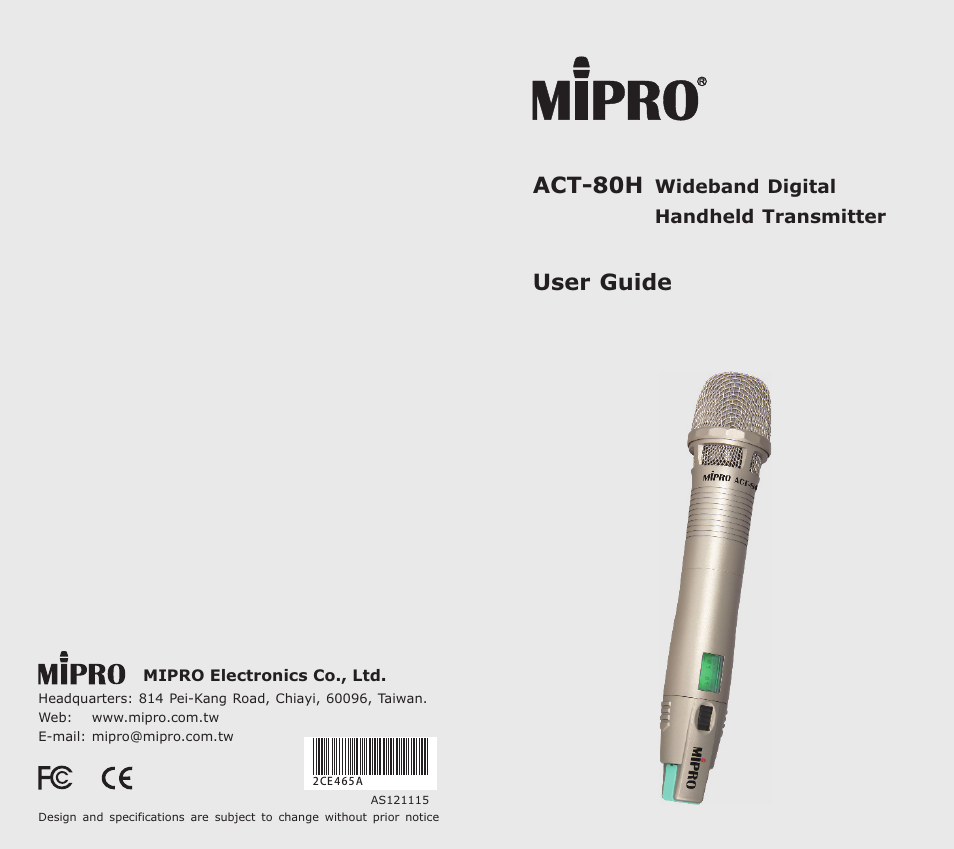 Avlex ACT-80H Wideband Digital Handheld Transmitter User Manual | 15 pages