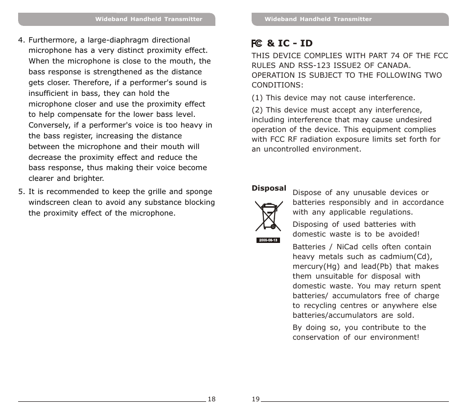 頁面 11, Ic - id | Avlex ACT-71Ha Ultra-Wideband UHF User Manual | Page 11 / 11