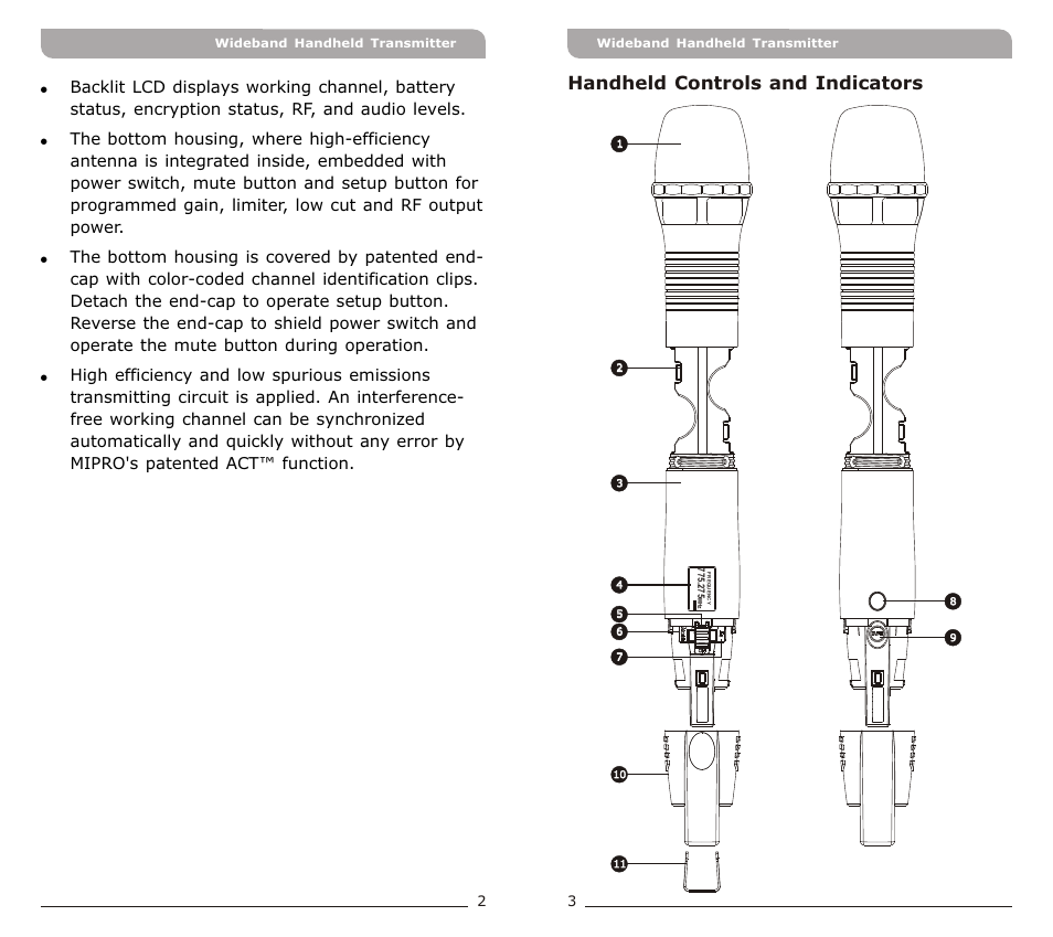頁面 3, Handheld controls and indicators | Avlex ACT-71Ha Ultra-Wideband UHF User Manual | Page 3 / 11