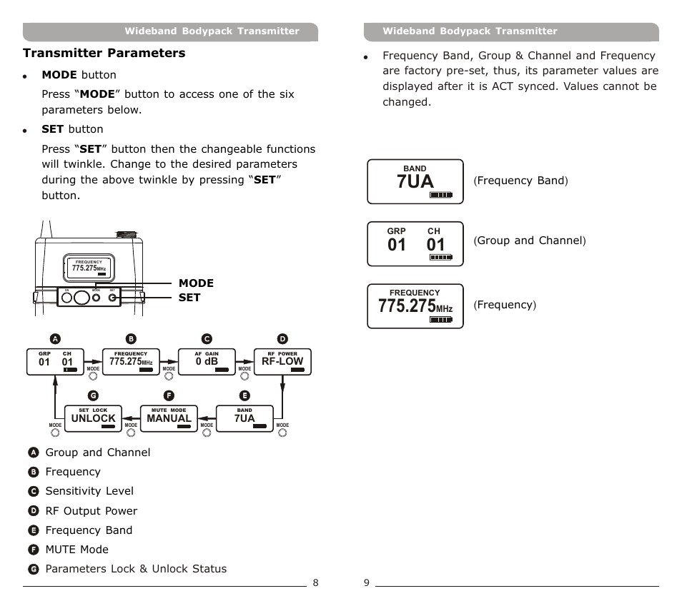 頁面 6, Transmitter parameters | Avlex ACT-71Ta Miniature Ultra-Wideband User Manual | Page 6 / 13