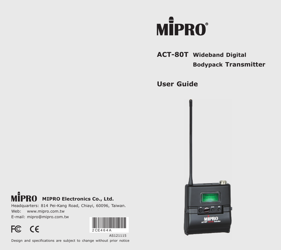 Avlex ACT-80T Wideband Digital Bodypack Transmitter User Manual | 17 pages