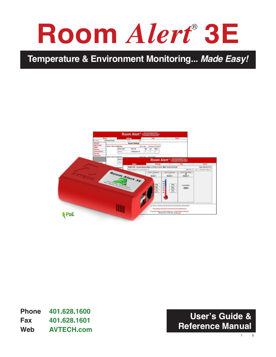 AVTECH Room Alert 3E Monitor (RA3E-ES0-BAS) User Manual | 48 pages