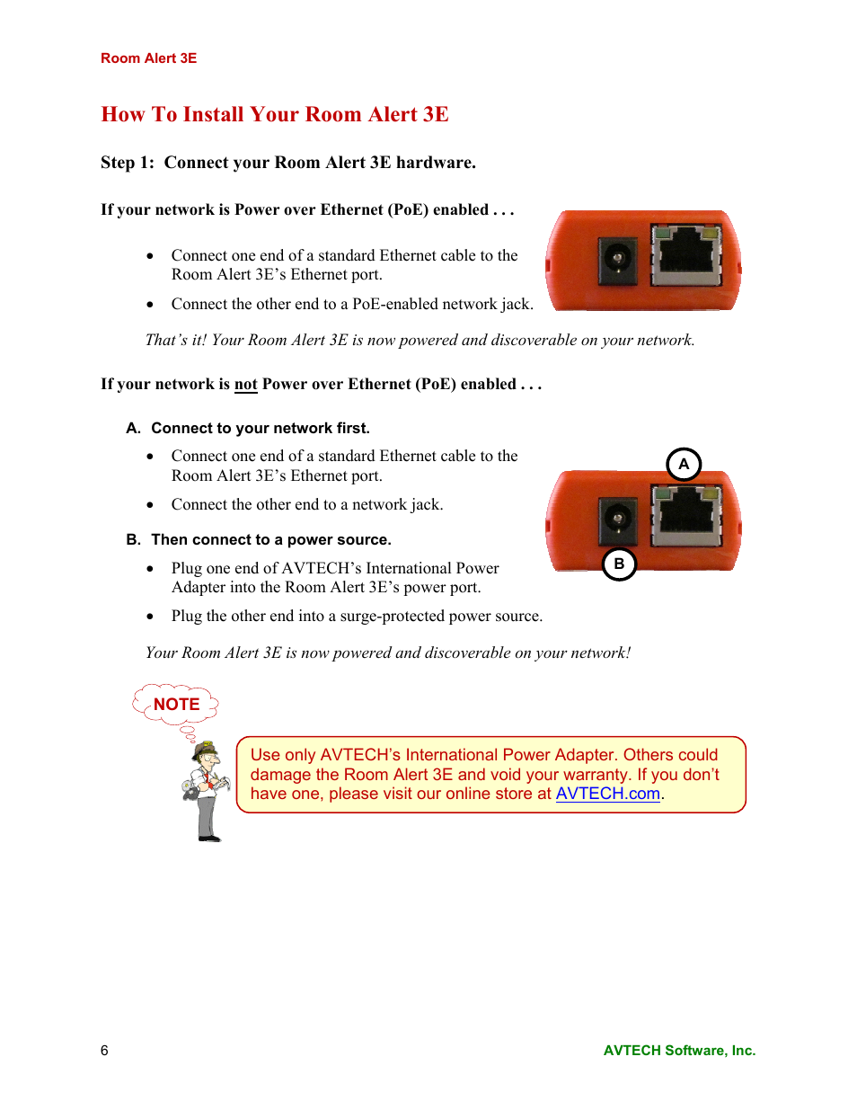 How to install your room alert 3e | AVTECH Room Alert 3E Monitor (RA3E-ES0-BAS) User Manual | Page 10 / 48