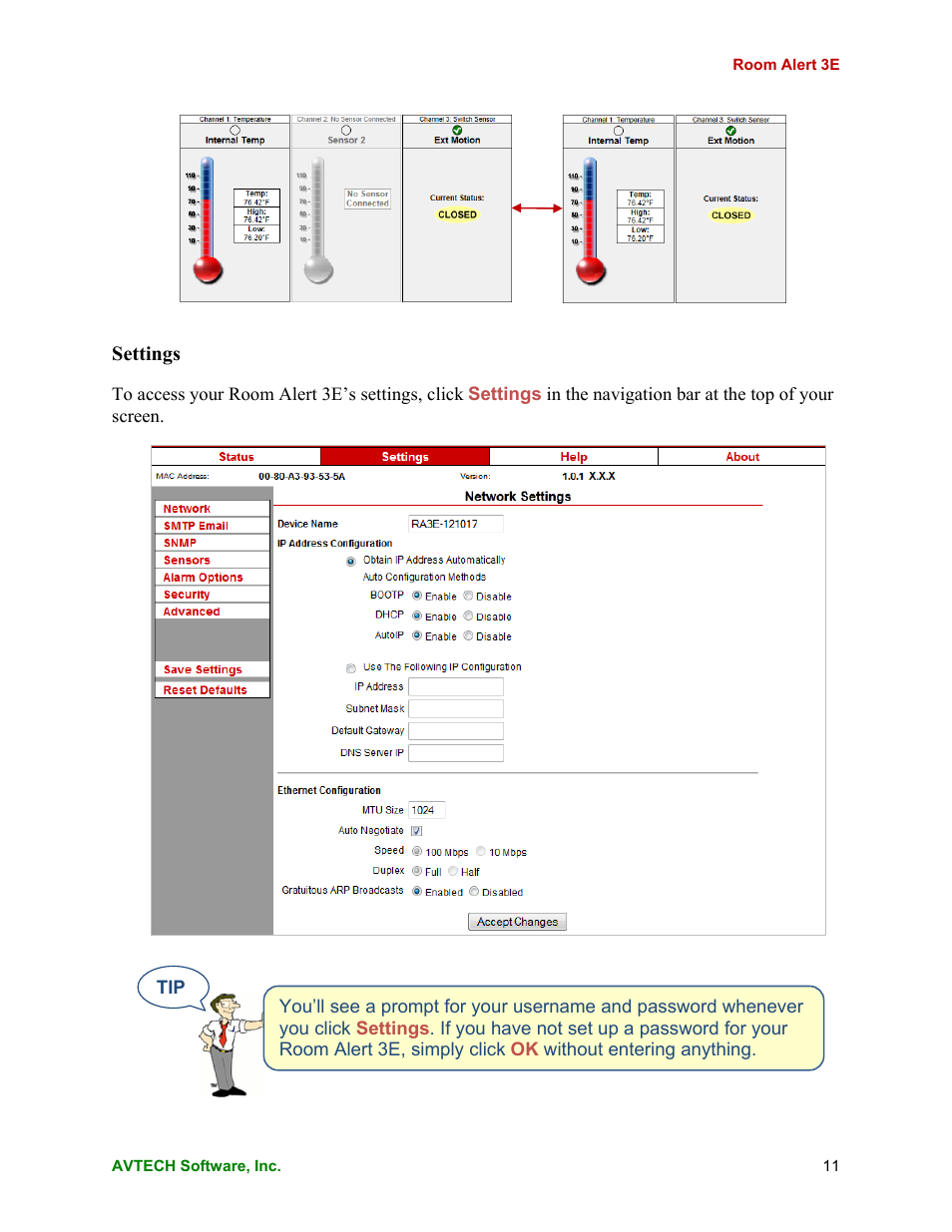 AVTECH Room Alert 3E Monitor (RA3E-ES0-BAS) User Manual | Page 15 / 48