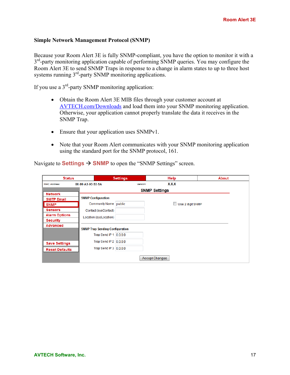 AVTECH Room Alert 3E Monitor (RA3E-ES0-BAS) User Manual | Page 21 / 48