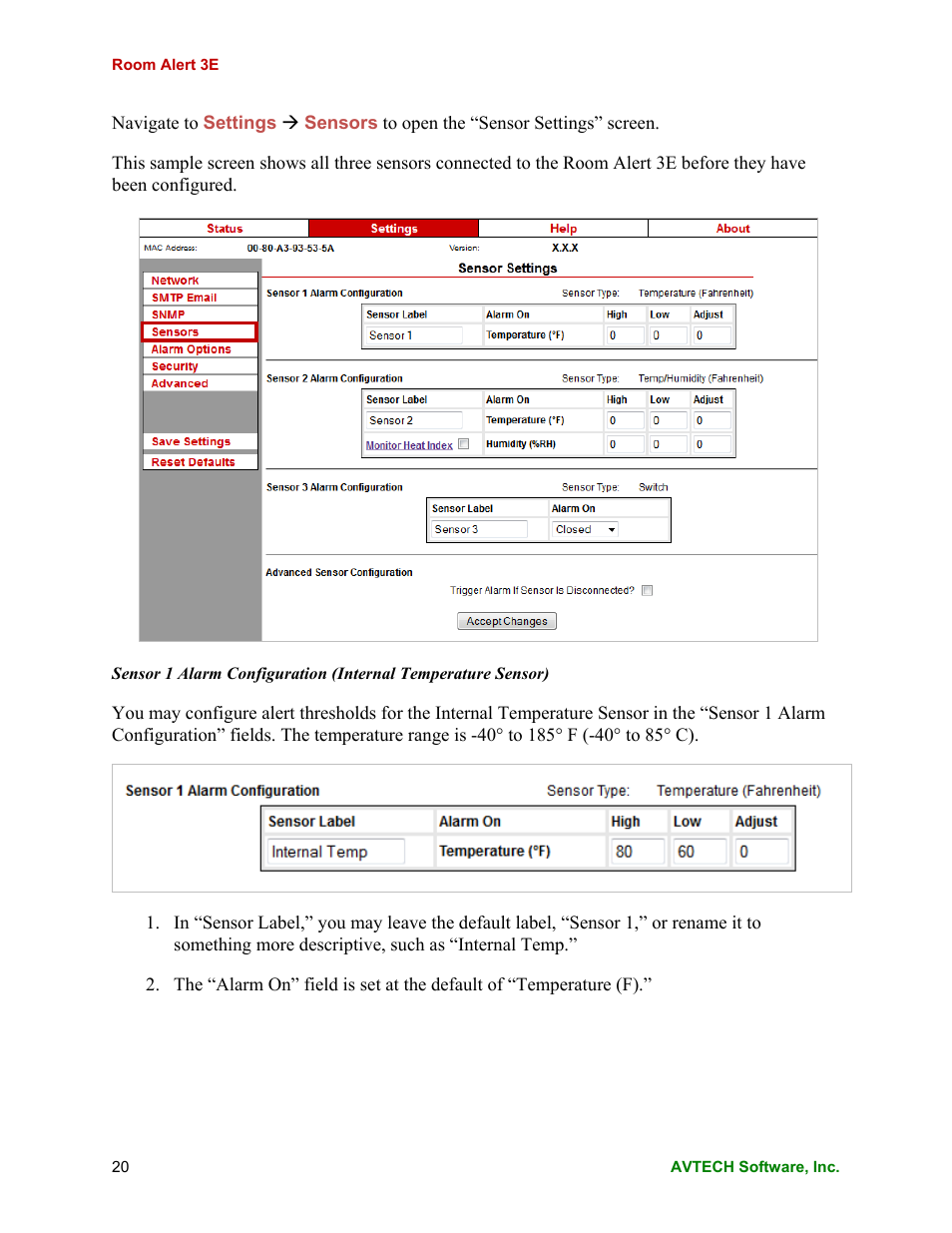 AVTECH Room Alert 3E Monitor (RA3E-ES0-BAS) User Manual | Page 24 / 48