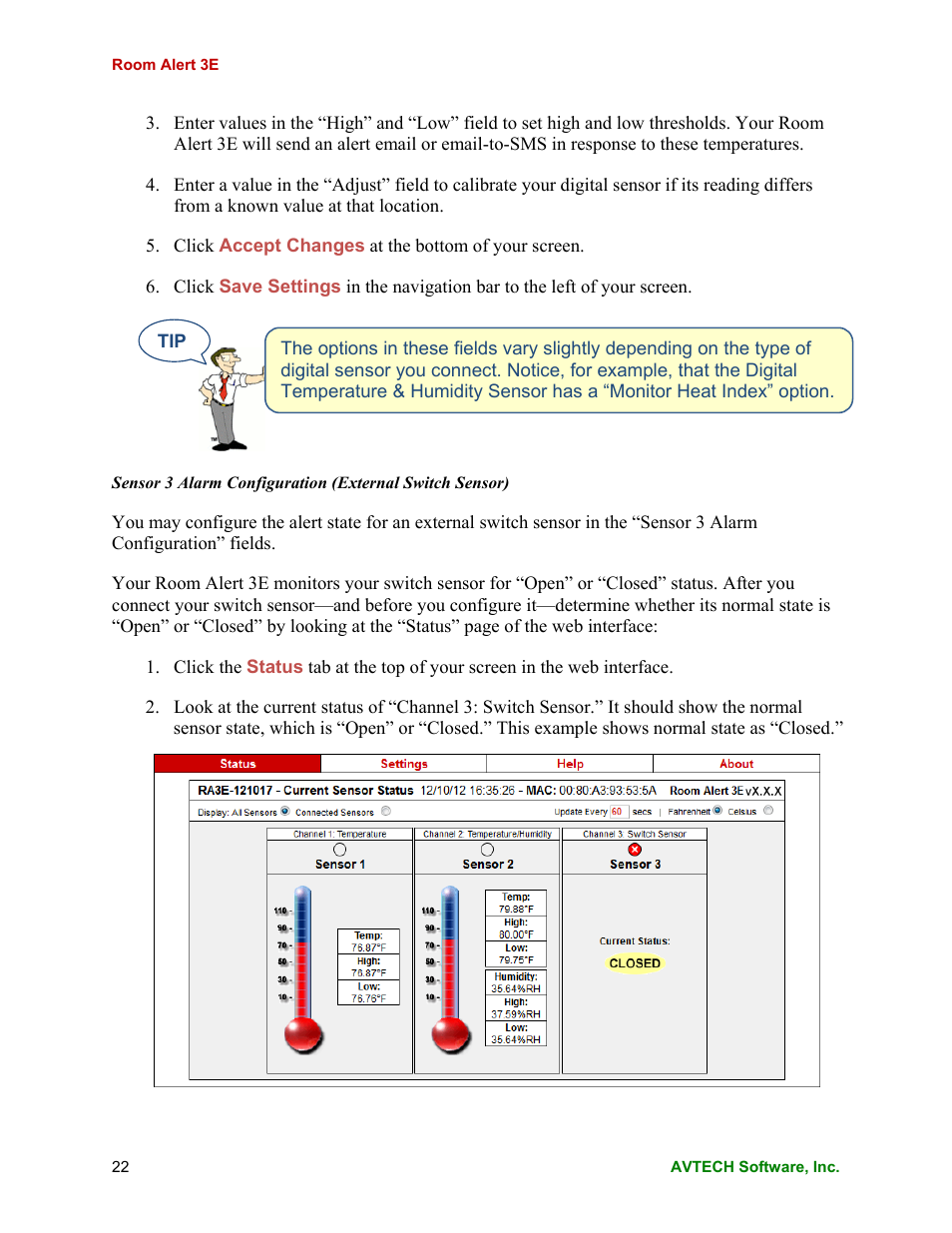 AVTECH Room Alert 3E Monitor (RA3E-ES0-BAS) User Manual | Page 26 / 48