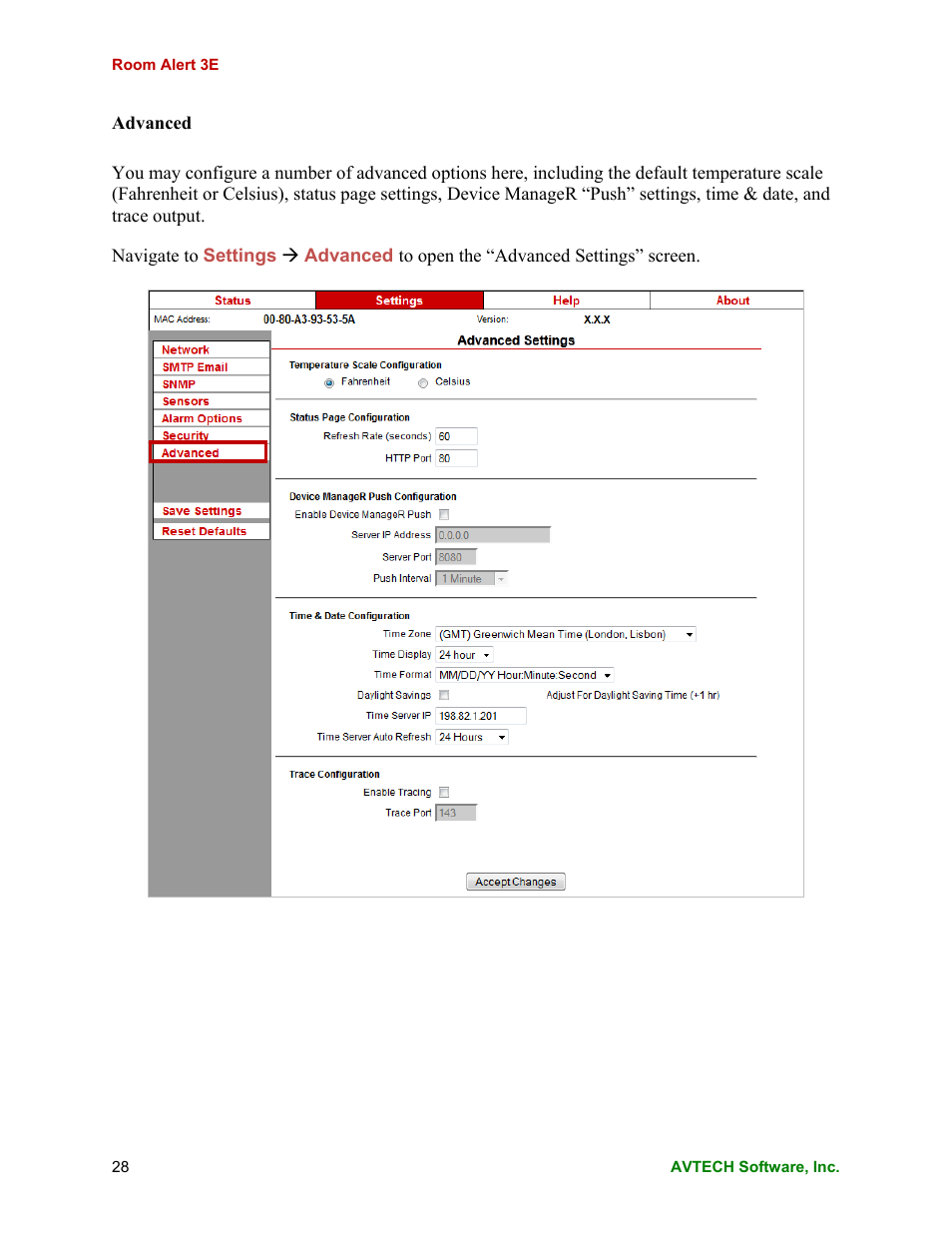 AVTECH Room Alert 3E Monitor (RA3E-ES0-BAS) User Manual | Page 32 / 48