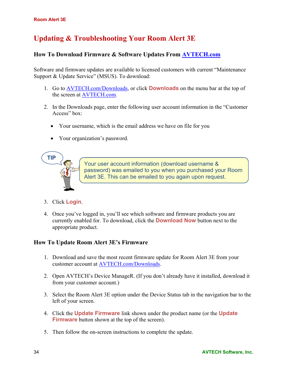 Updating & troubleshooting your room alert 3e | AVTECH Room Alert 3E Monitor (RA3E-ES0-BAS) User Manual | Page 38 / 48