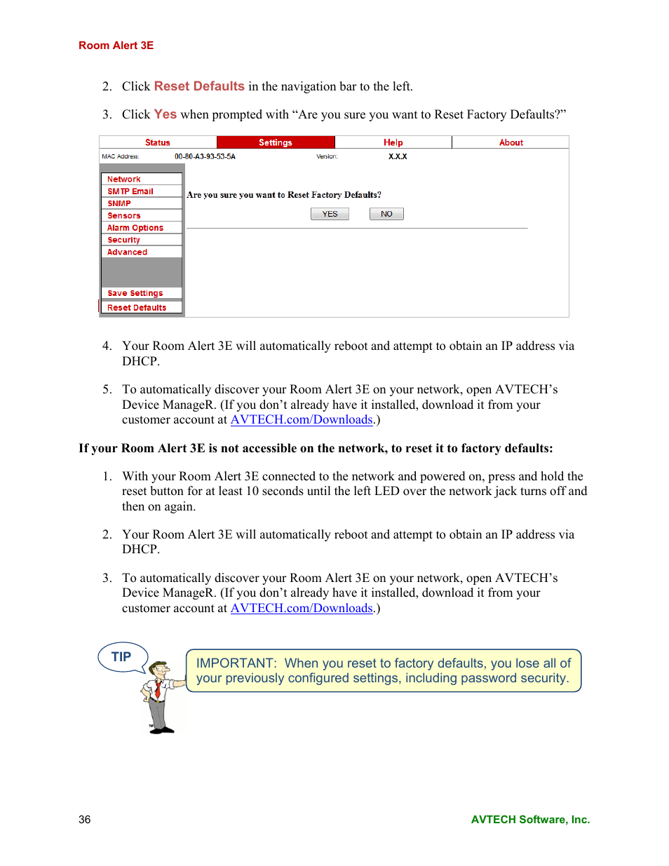 AVTECH Room Alert 3E Monitor (RA3E-ES0-BAS) User Manual | Page 40 / 48