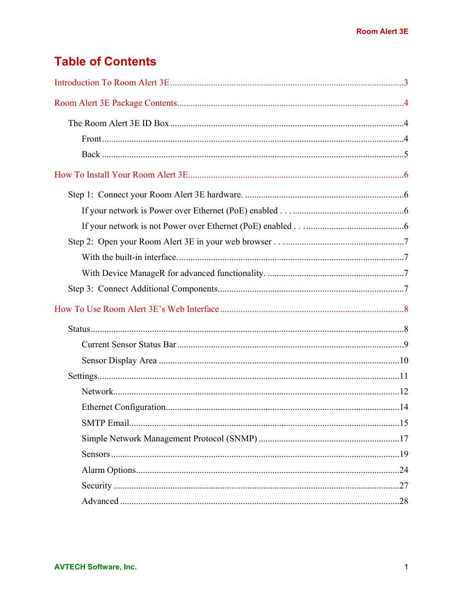 AVTECH Room Alert 3E Monitor (RA3E-ES0-BAS) User Manual | Page 5 / 48