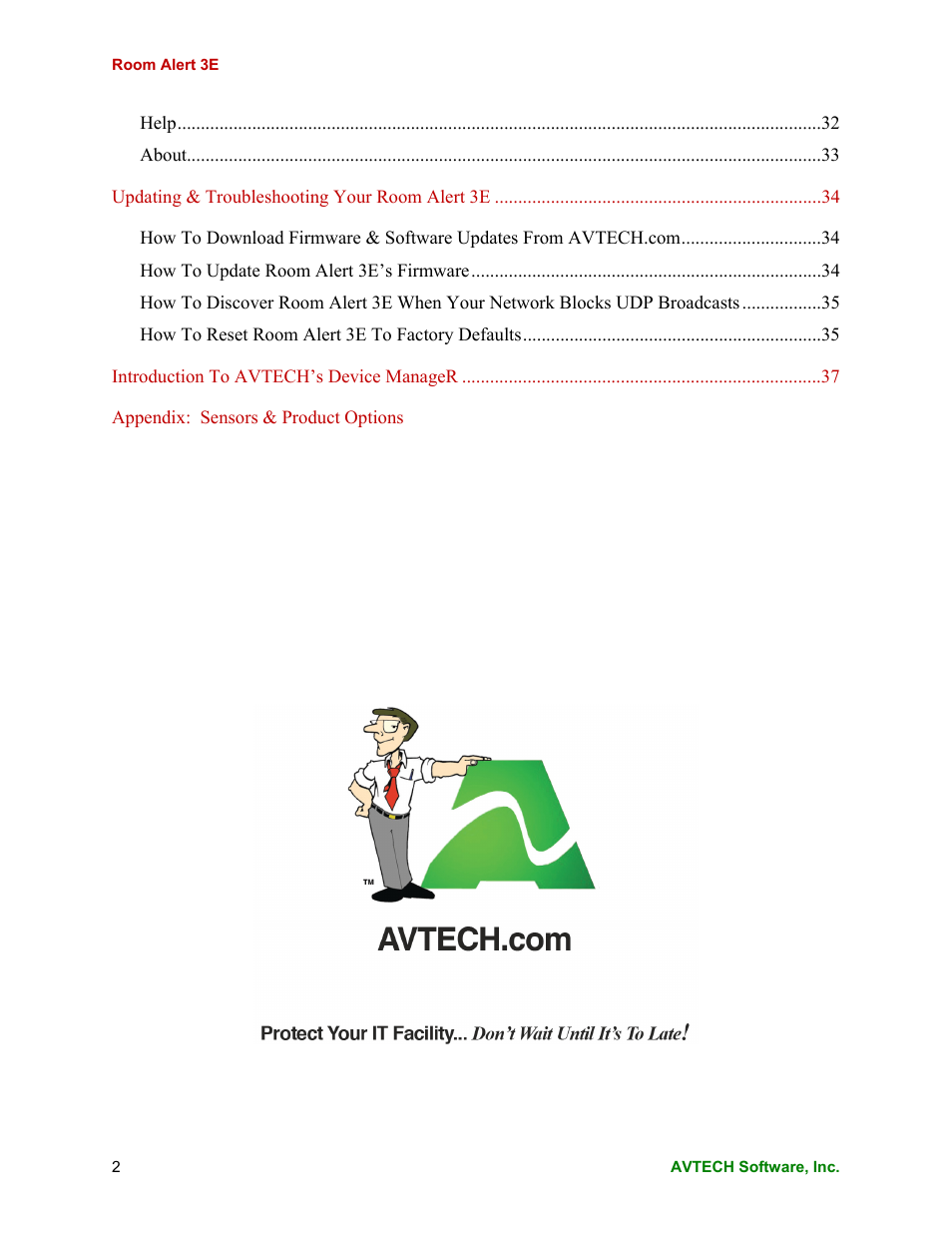 AVTECH Room Alert 3E Monitor (RA3E-ES0-BAS) User Manual | Page 6 / 48