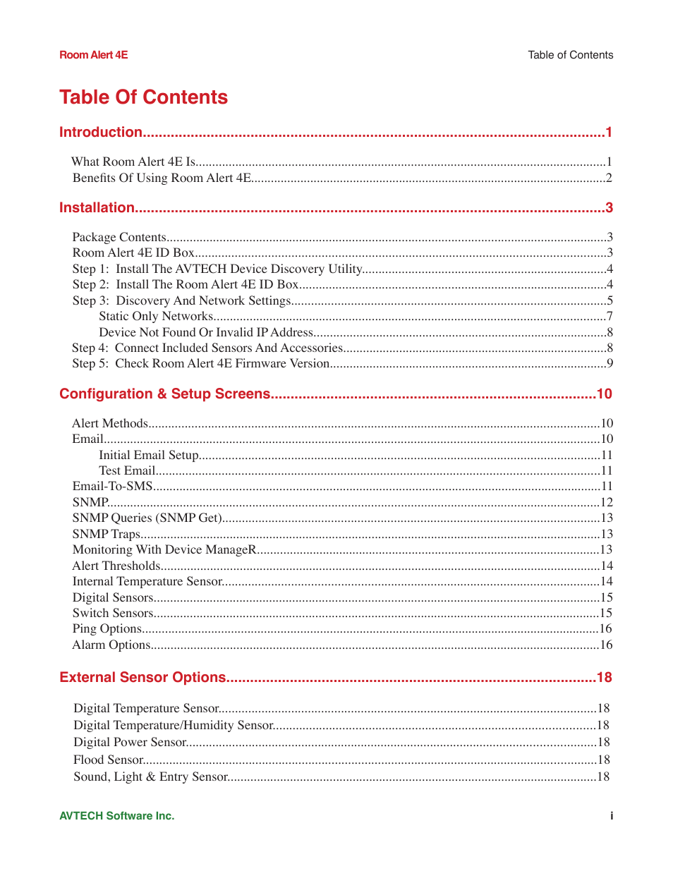 AVTECH Room Alert 4ER Monitor (RA4E-ES1-RAS) User Manual | Page 3 / 32