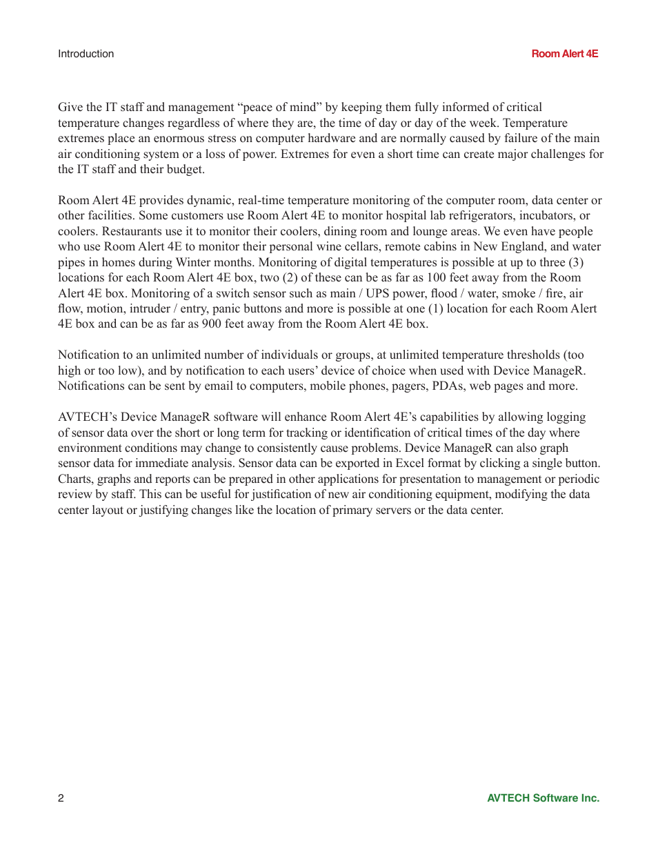 AVTECH Room Alert 4ER Monitor (RA4E-ES1-RAS) User Manual | Page 6 / 32