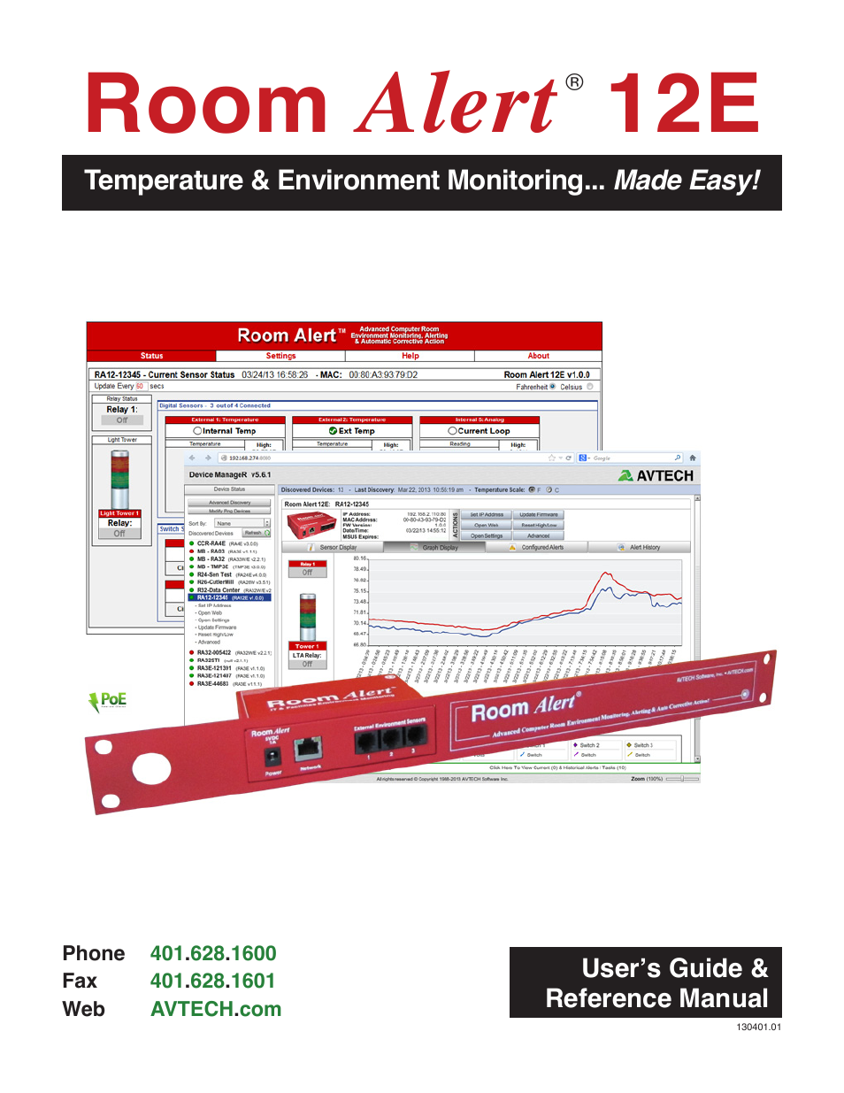 AVTECH Room Alert 12ER Monitor (RA12E-TH1-RAS) User Manual | 56 pages