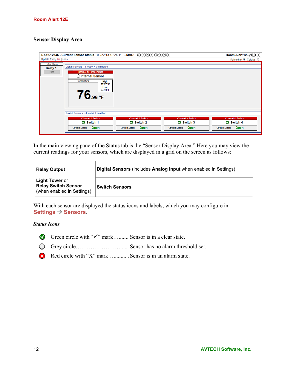 AVTECH Room Alert 12ER Monitor (RA12E-TH1-RAS) User Manual | Page 16 / 56