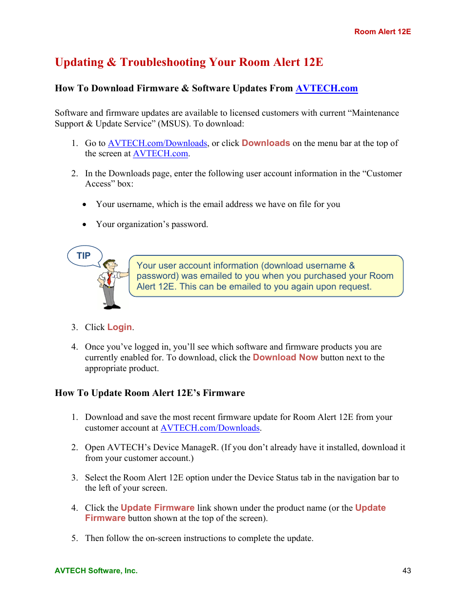 Updating & troubleshooting your room alert 12e | AVTECH Room Alert 12ER Monitor (RA12E-TH1-RAS) User Manual | Page 47 / 56