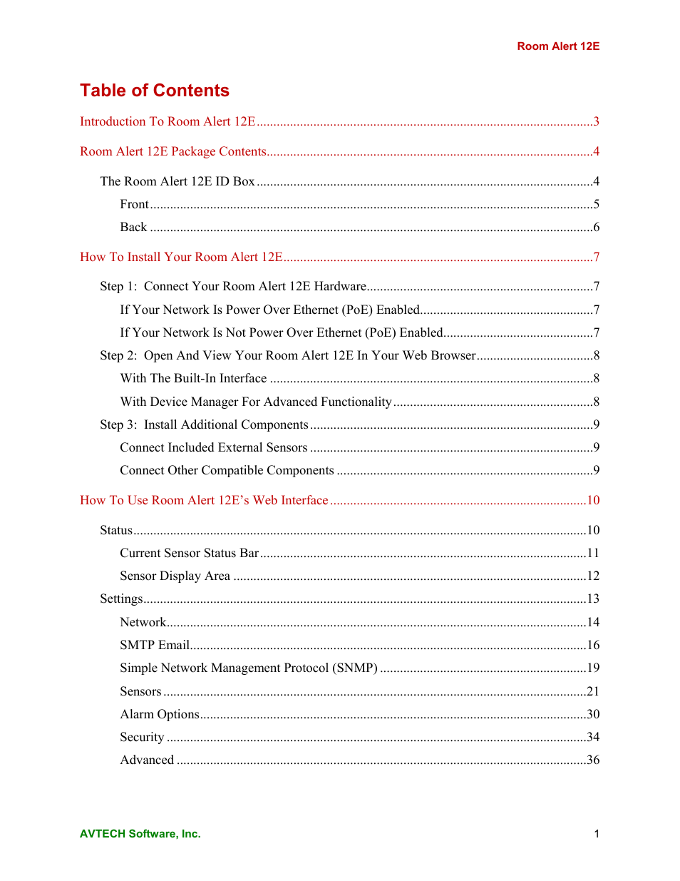 AVTECH Room Alert 12ER Monitor (RA12E-TH1-RAS) User Manual | Page 5 / 56