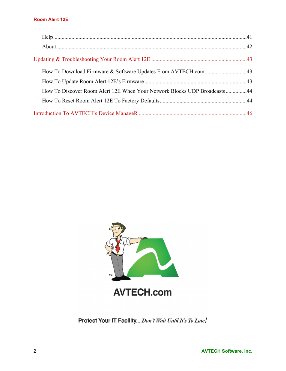 AVTECH Room Alert 12ER Monitor (RA12E-TH1-RAS) User Manual | Page 6 / 56