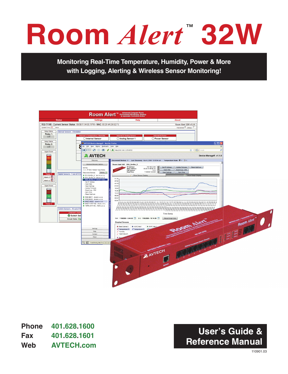 AVTECH Room Alert 32W Monitor (RA32W-WS1-RAS) User Manual | 40 pages