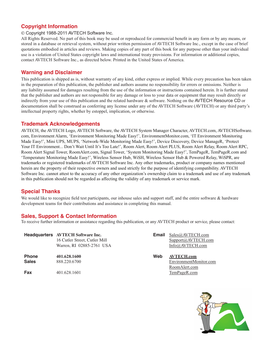 AVTECH Room Alert 32W Monitor (RA32W-WS1-RAS) User Manual | Page 3 / 40